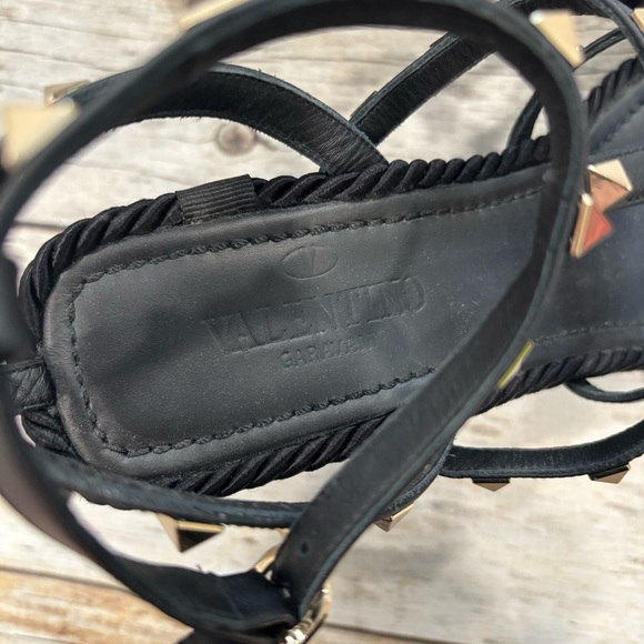 Valentino Rockstud Torchon leather espadrille wedge sandals 38 - Picture 10 of 16